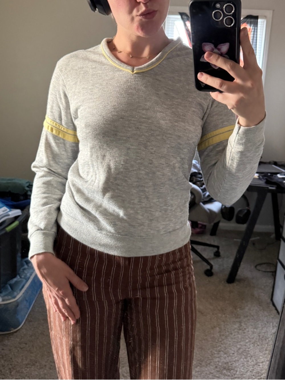 Vintage varsity style v neck sweater